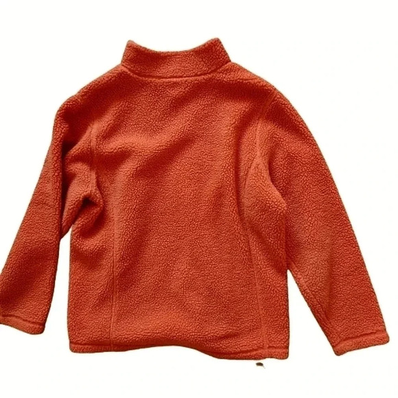 Lands’ End Rustic Vibe Orange Fleece Quarter-Zip Pullover – Size L (14–16) - Picture 2 of 4